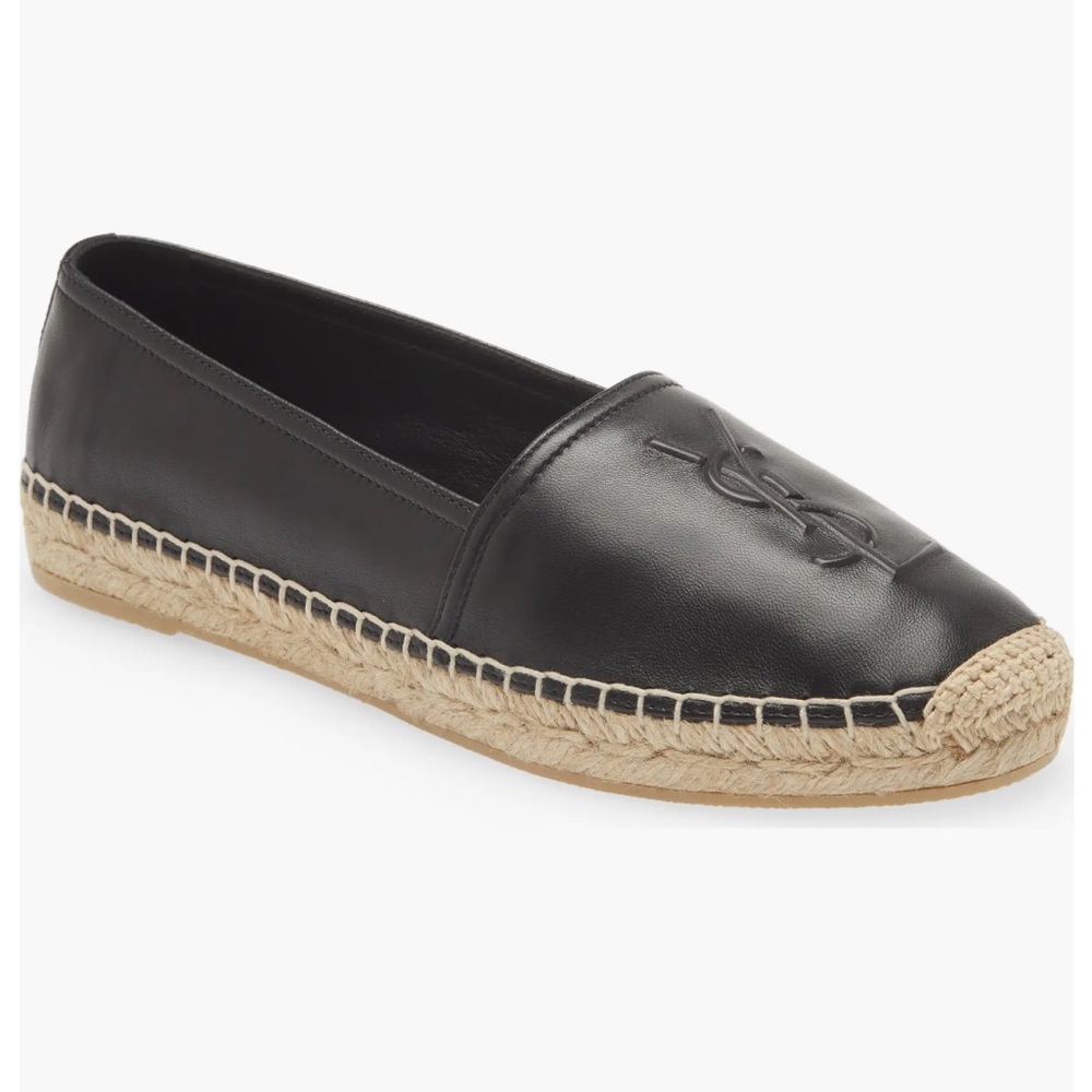 Saint Laurent Logo Espadrille Flat, in Black Size: 7